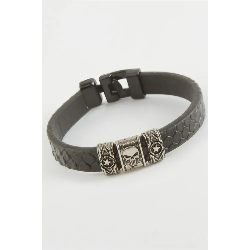 Kuru Kafa Kaliteli Suni Deri Bileklik-Siyah