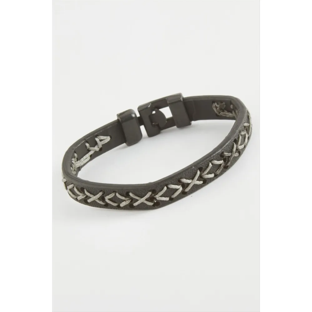 İpli Kaliteli Suni Deri Bileklik-Siyah