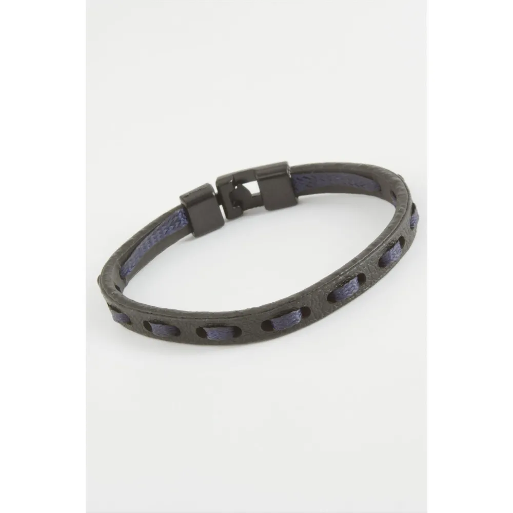 İpli Kaliteli Suni Deri Bileklik-Siyah