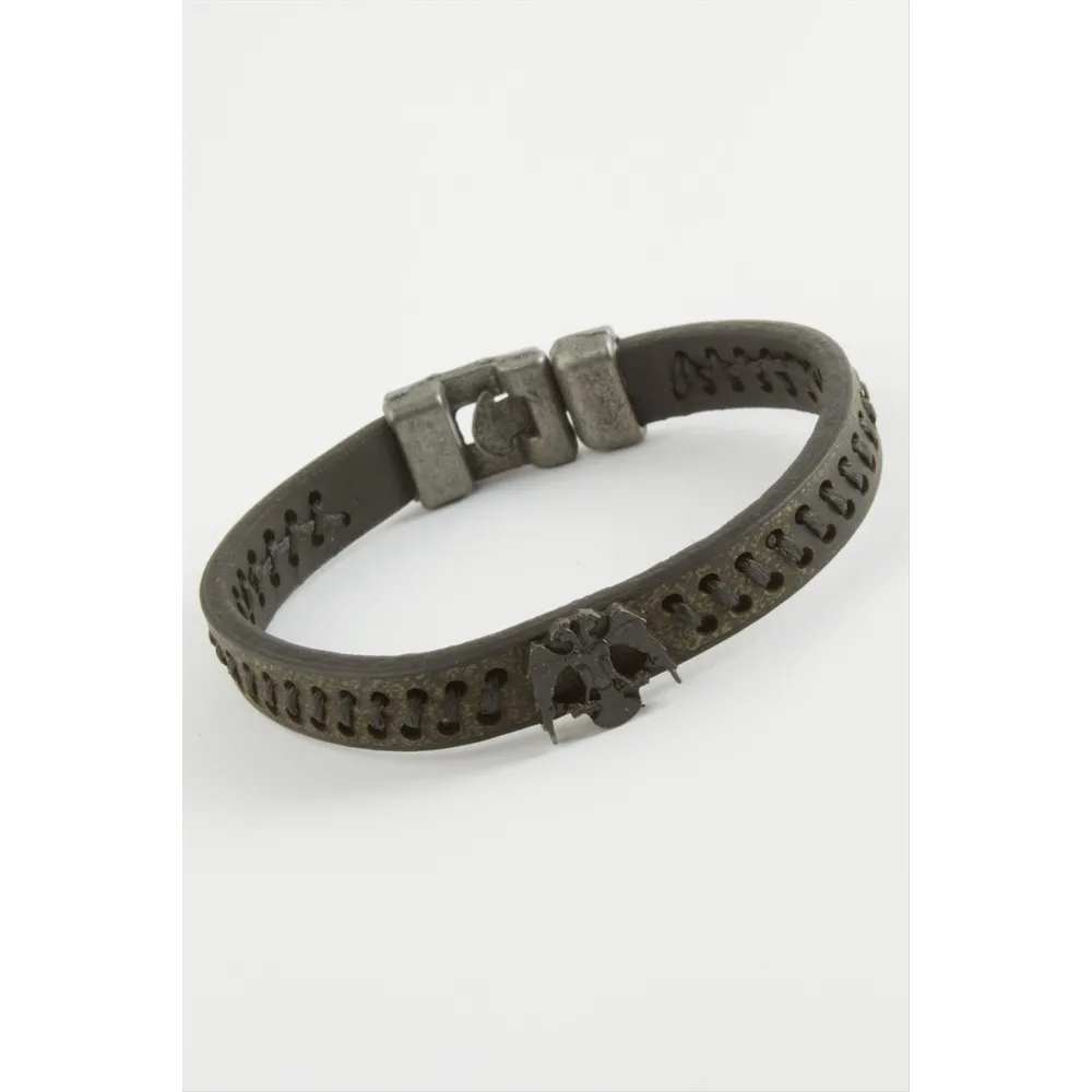 Çift Başlı Kartal Kaliteli Suni Deri Bileklik-Yeşil