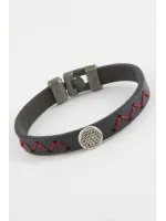 Zemin Desenli Kaliteli Suni Deri Bileklik-Lacivert