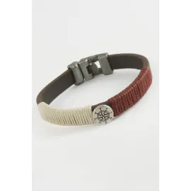 Pusula Kaliteli Suni Deri Bileklik-Kahverengi