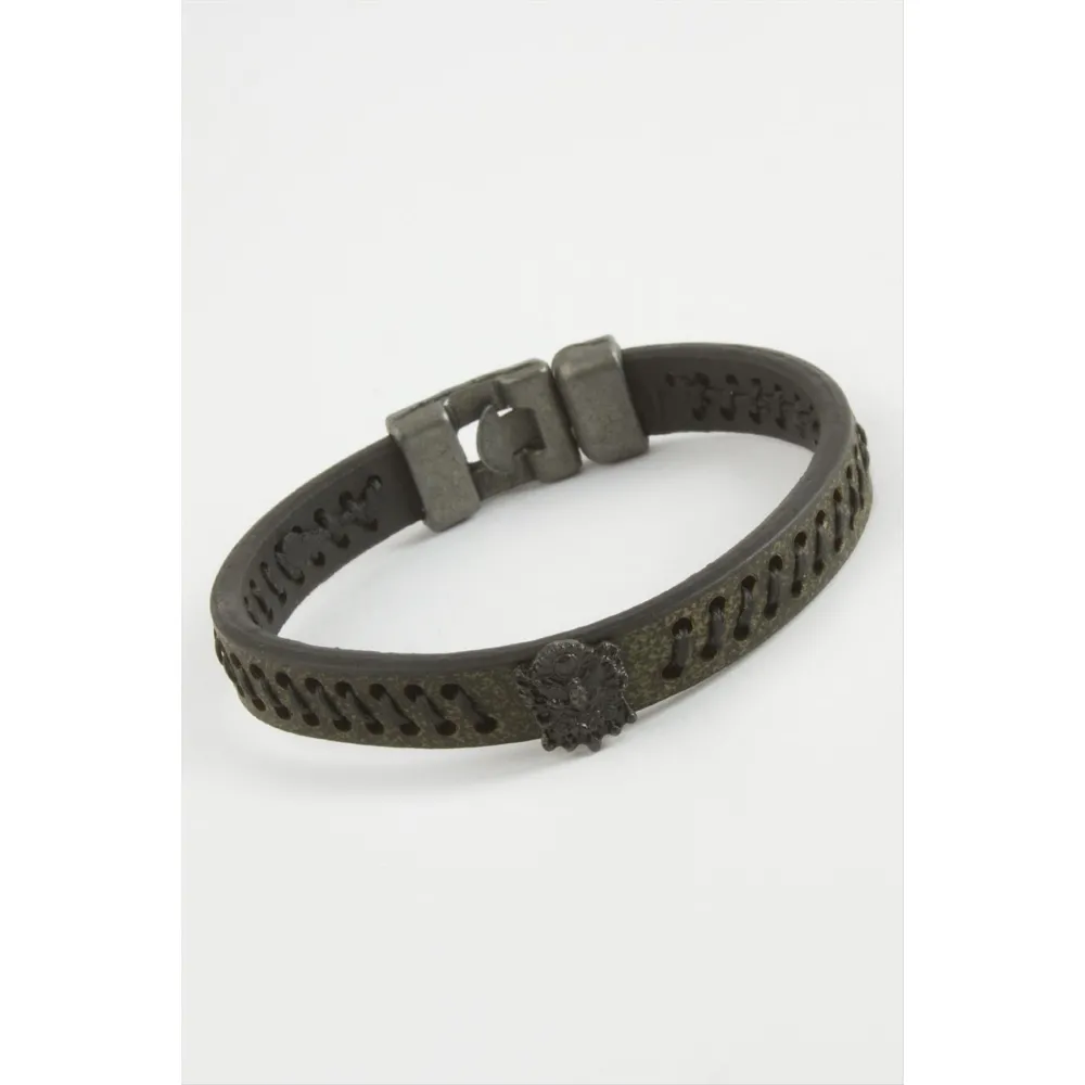 Osmanlı Bayrağı Kaliteli Suni Deri Bileklik-Yeşil