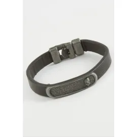 Kuru Kafa Kaliteli Suni Deri Bileklik-Siyah