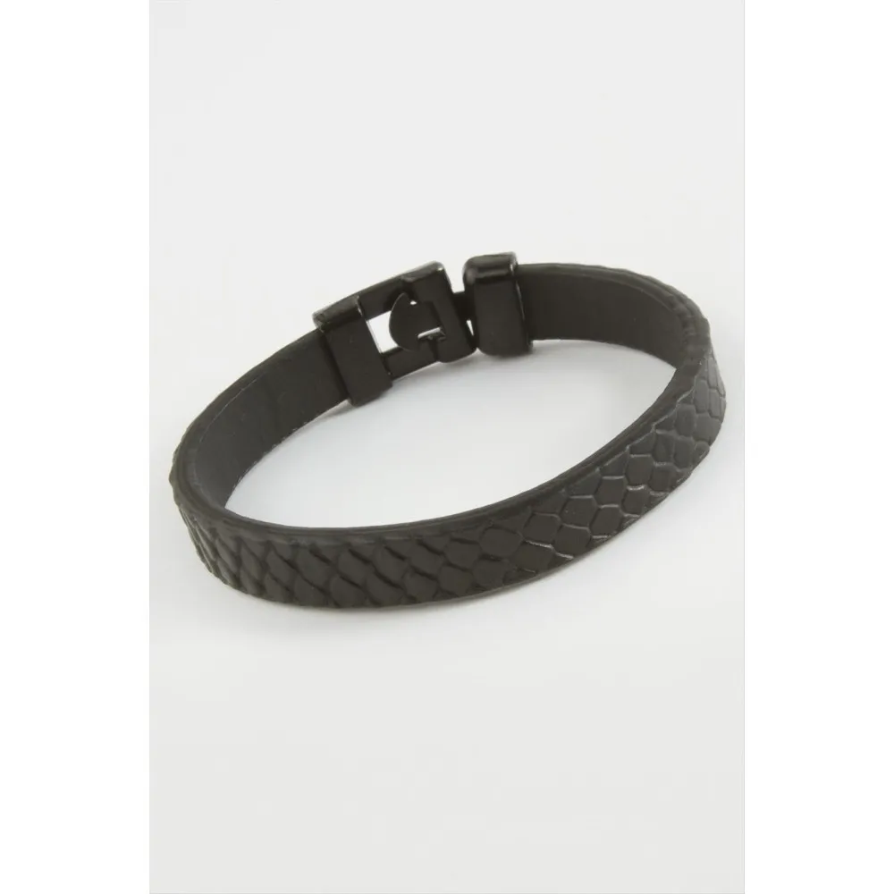 Siyah Renkli Kaliteli Suni Deri Bileklik-Siyah