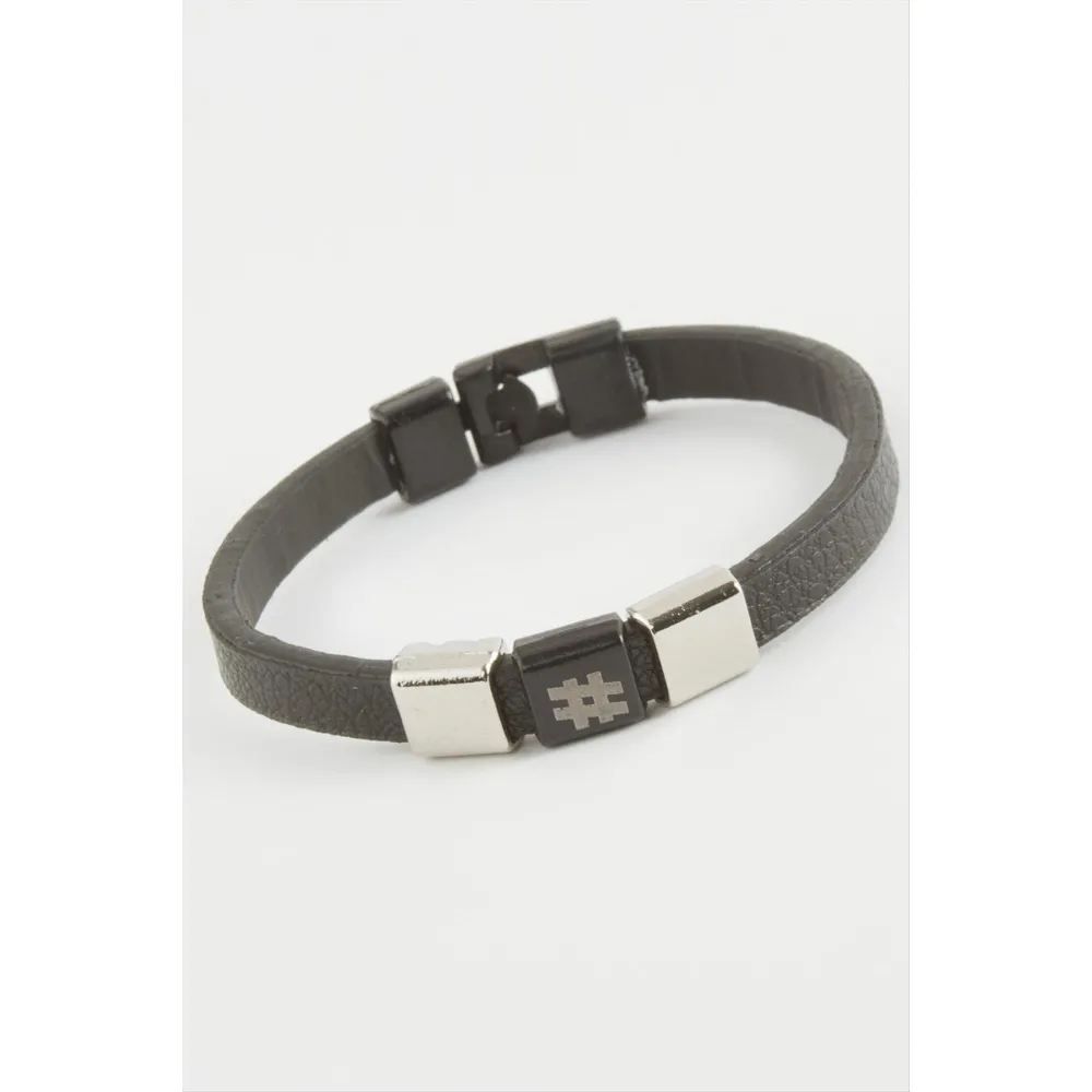Kare Kaliteli Suni Deri Bileklik-Siyah