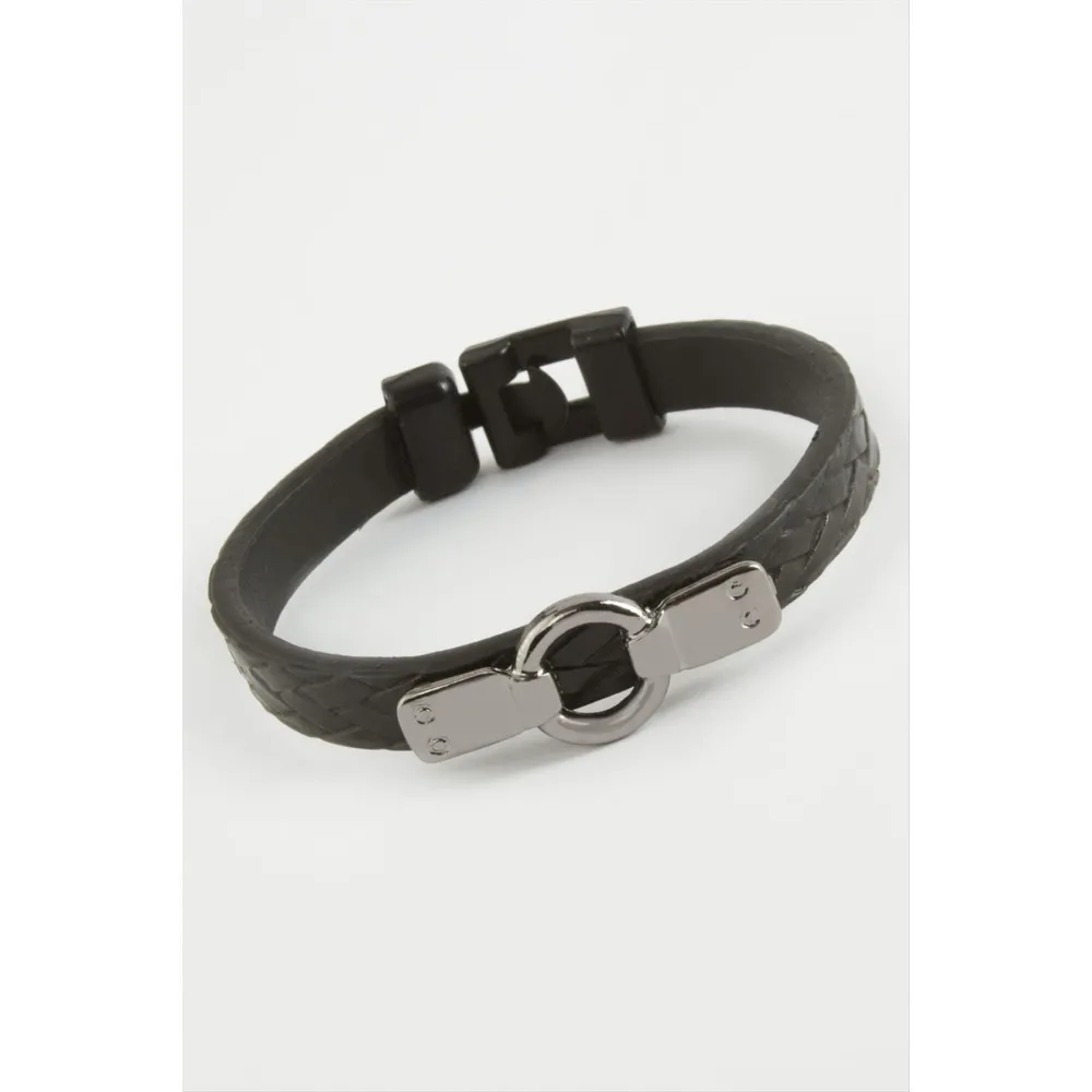 Halka Kaliteli Suni Deri Bileklik-Siyah
