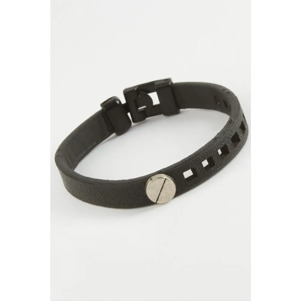 Vida Kaliteli Suni Deri Bileklik-Siyah