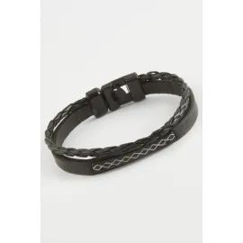 Sonsuzluk Kaliteli Suni Deri Bileklik-Siyah