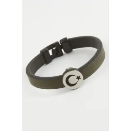 Ay Yıldız Kaliteli Suni Deri Bileklik-Yeşil