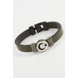 Ay Yıldız Kaliteli Suni Deri Bileklik-Yeşil