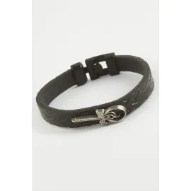 Tuğra Kaliteli Suni Deri Bileklik-Siyah