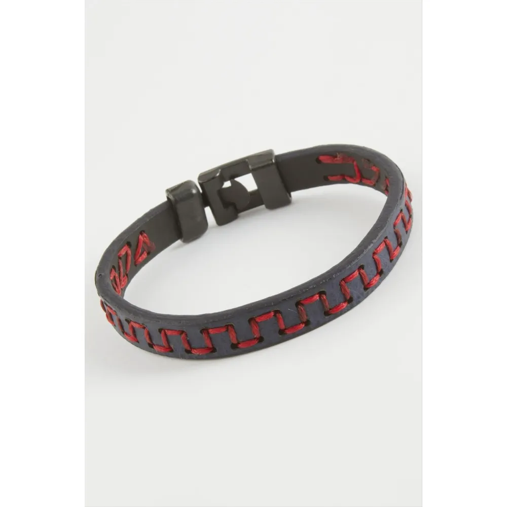 Labirent Kaliteli Suni Deri Bileklik-Lacivert