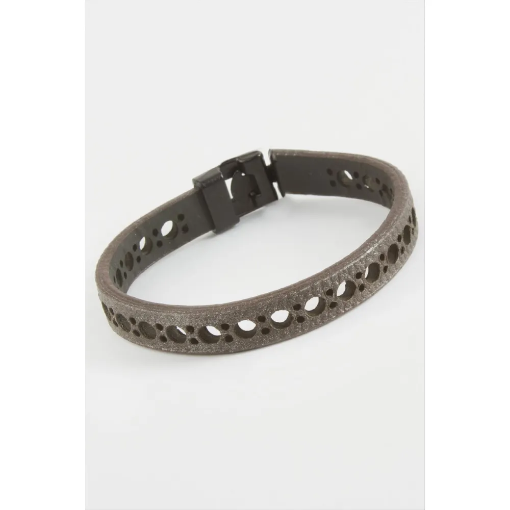 Noktalı Kaliteli Suni Deri Bileklik-Gri