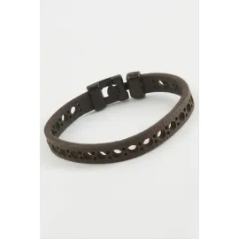 Noktalı Kaliteli Suni Deri Bileklik-Kahverengi