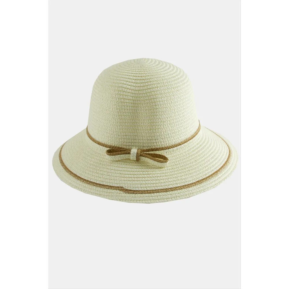 Fiyonglu Hasır Şapka-Kahverengi