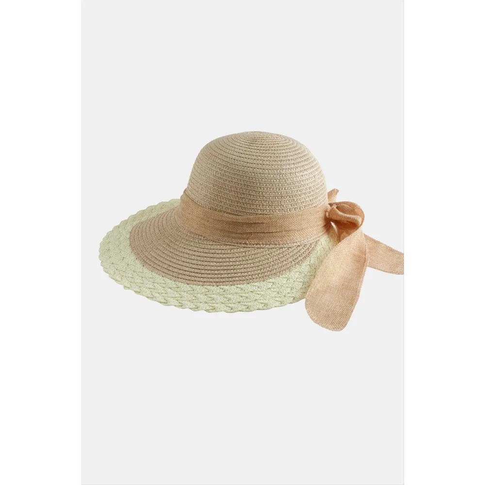 Fiyonglu Hasır Şapka-Kiremit