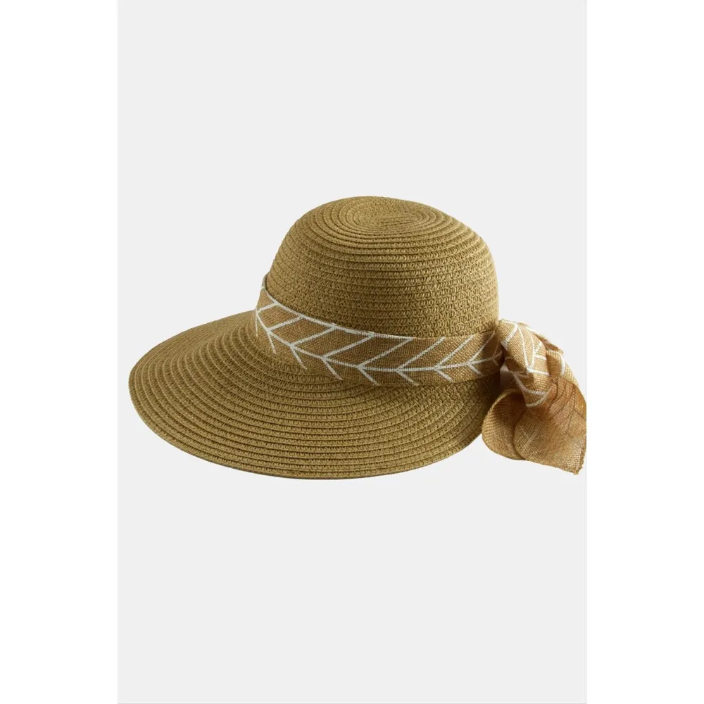 Fiyonglu Hasır Şapka-Krem