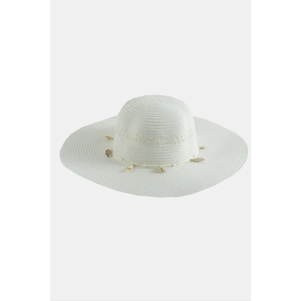 Deniz Kabuğu Hasır Şapka-Pudra Rengi