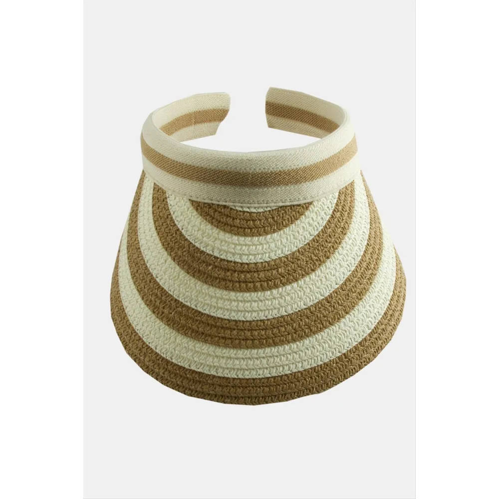 Kasketli Hasır Plaj Şapkası-Krem