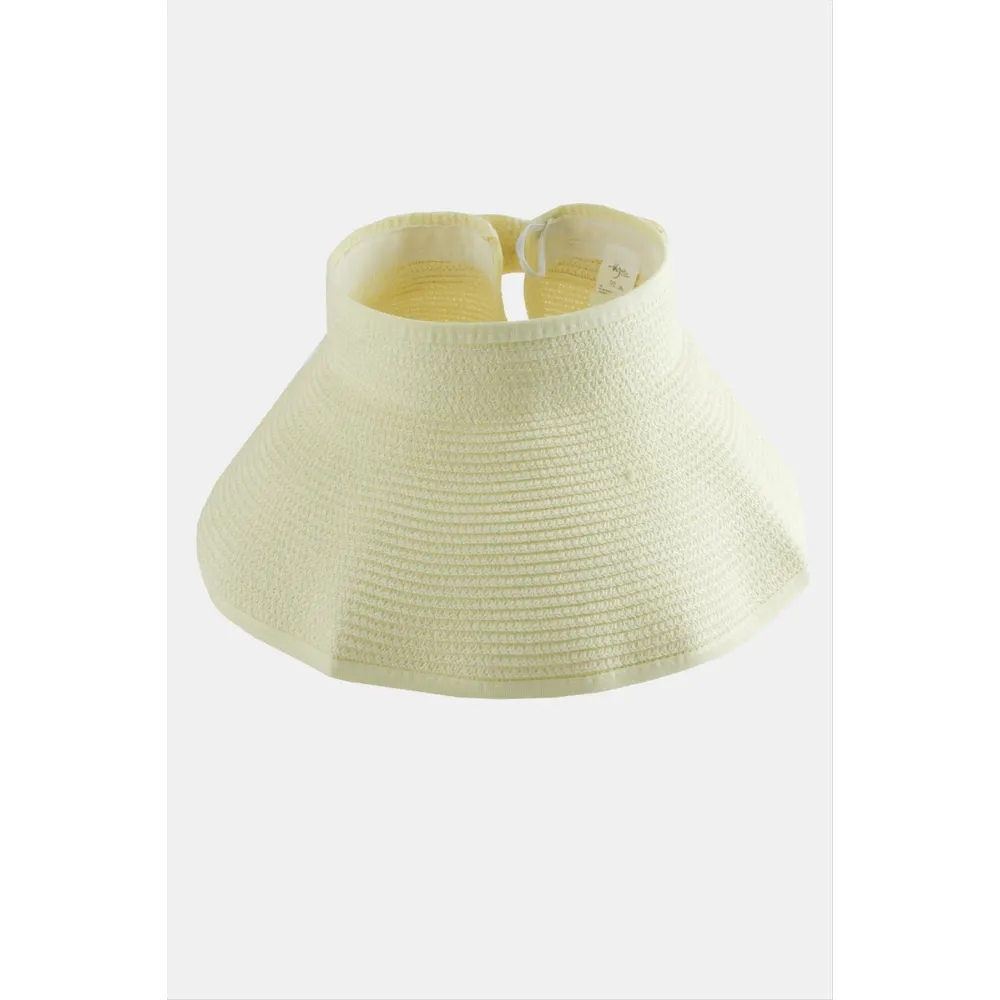 Cırtcırtlı Hasır Plaj Şapkası-Bej