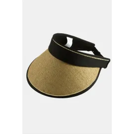 Kasketli Hasır Plaj Şapkası-Krem