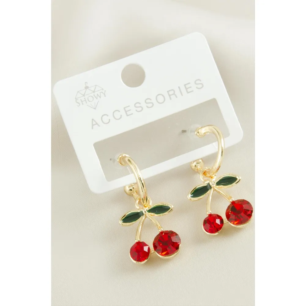 Kiraz Taşlı Küpe-Gümüş Rengi