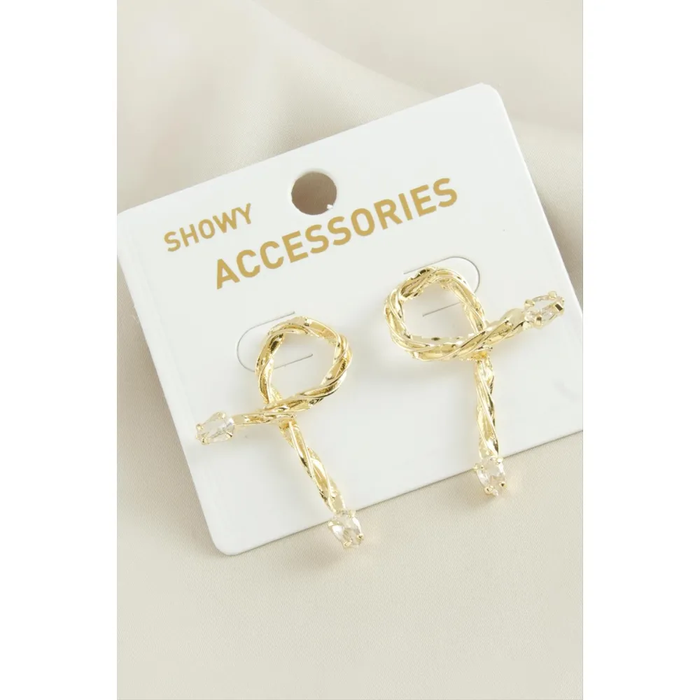 Oval Yeni Sezon Damla Taşlı Küpe-Sarı