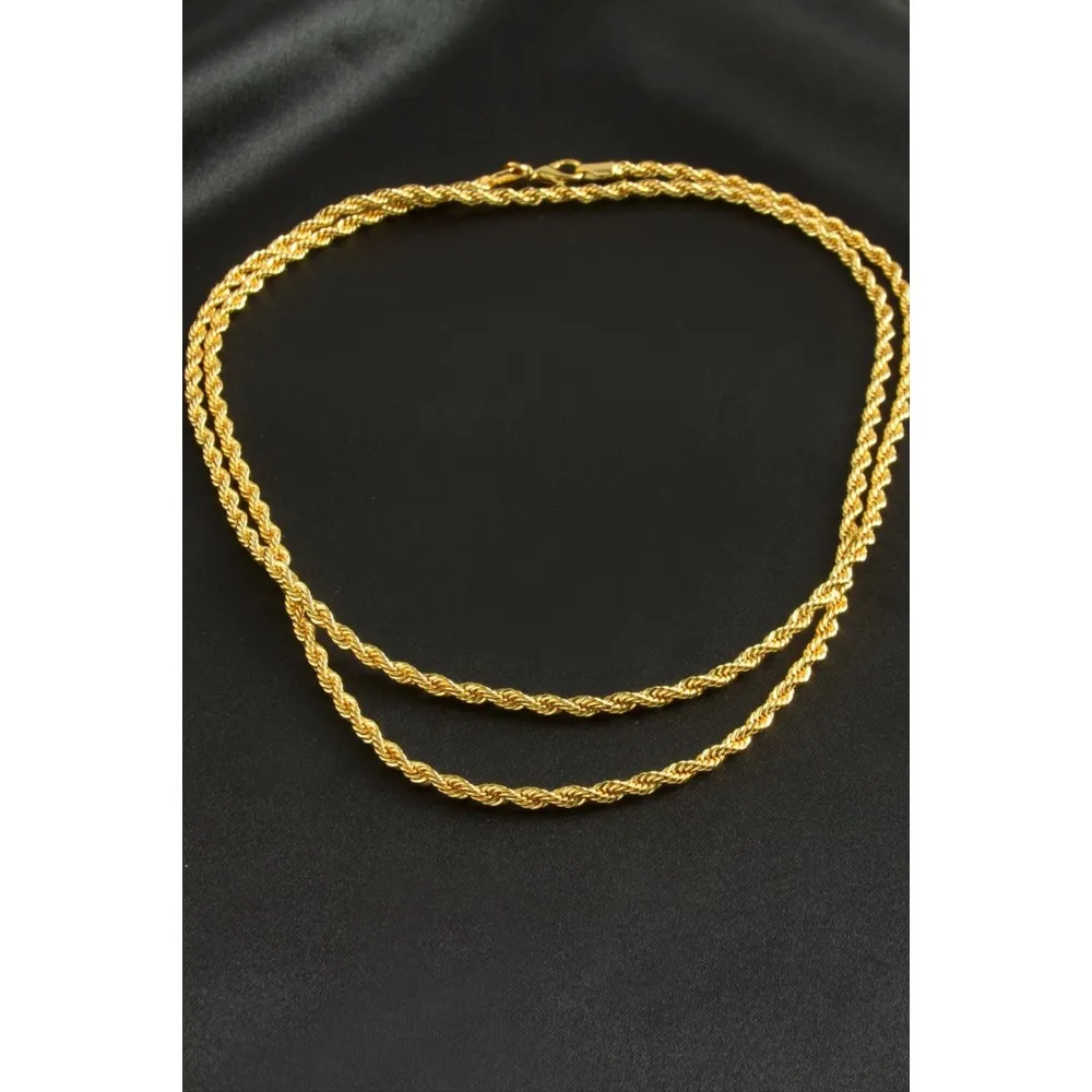 Burgulu Zincir Kolye 80 Cm-Sarı