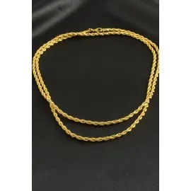 Burgulu Zincir Kolye 80 Cm-Sarı