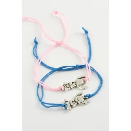 2 Adet Çzgflm Karakteri İp Bileklik-Mavi