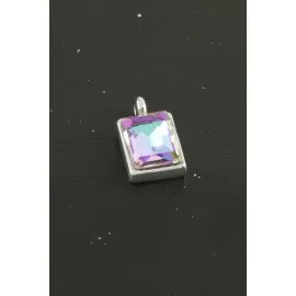 Dikdörtgen Taşlı Tek Kulplu Aparat 1 Adet-Gümüş Rengi