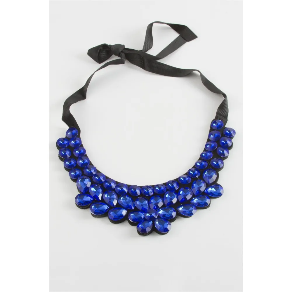 Papatya Taşlı Yaka Kolye-Sarı