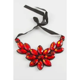 Çiçek Taşlı Yaka Kolye-Sarı