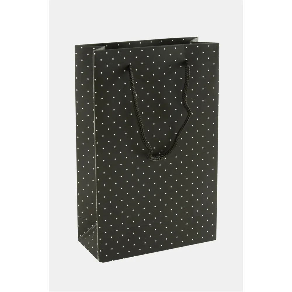 11X17 Benekli İpli Karton Çanta 1 Adet-Siyah