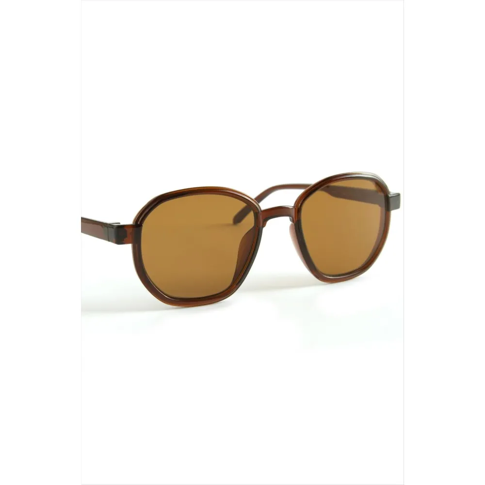 Oval Kahverengi Renkli Güneş Gözlüğü-Kahverengi
