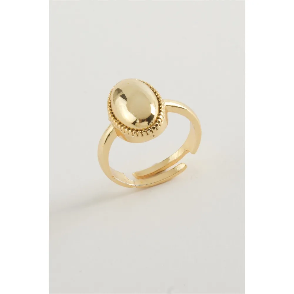 Oval Metal Yüzük-Sarı