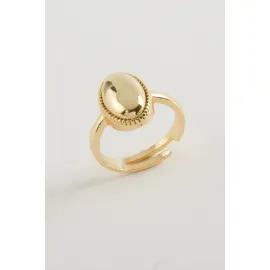 Oval Metal Yüzük-Sarı