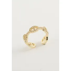 Oval Zirkon Taşlı Yüzük-Sarı