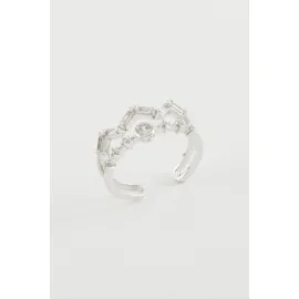 Zikzak Zirkon Taşlı Yüzük-Sarı