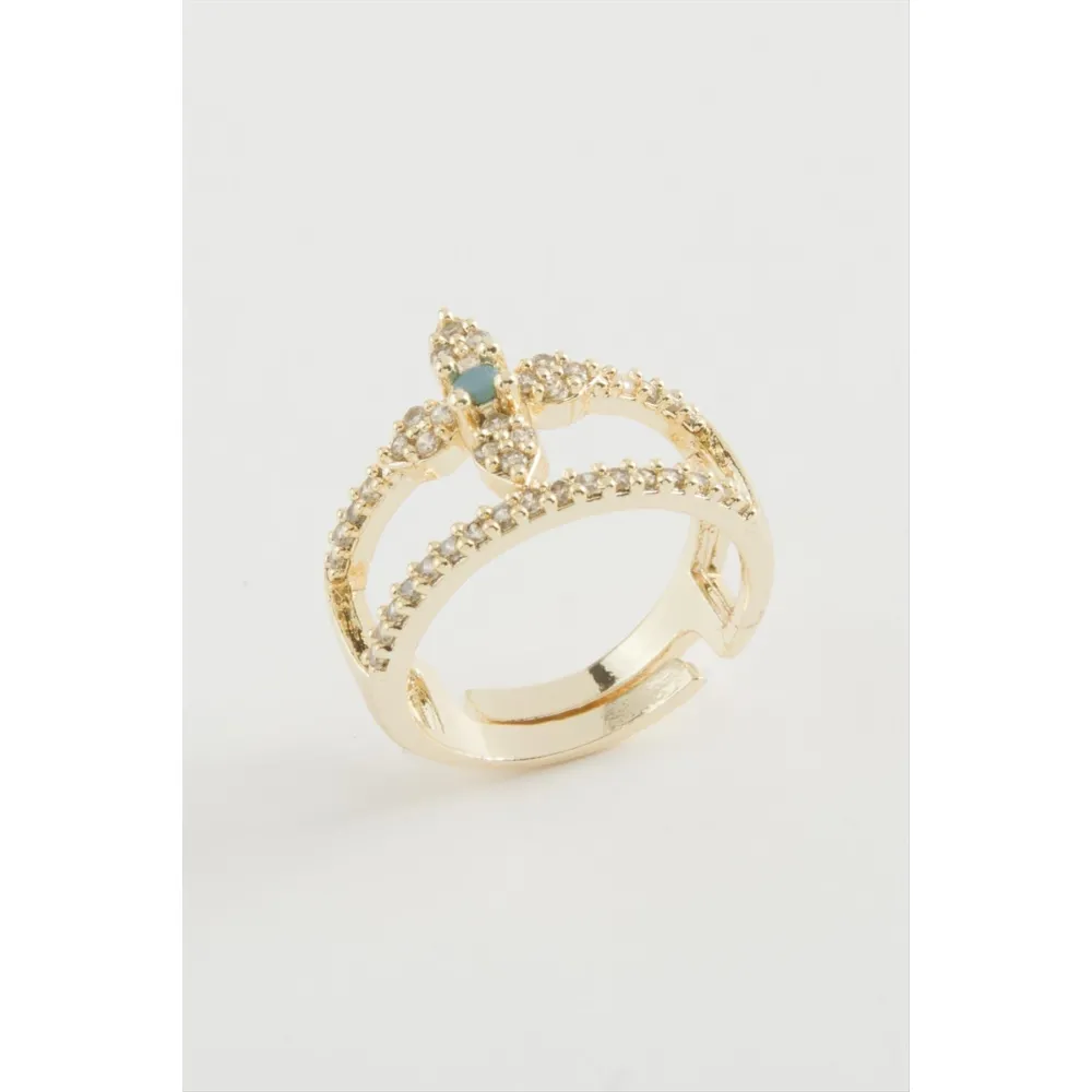 Çiçek Zirkon Taşlı Yüzük-Gümüş Rengi