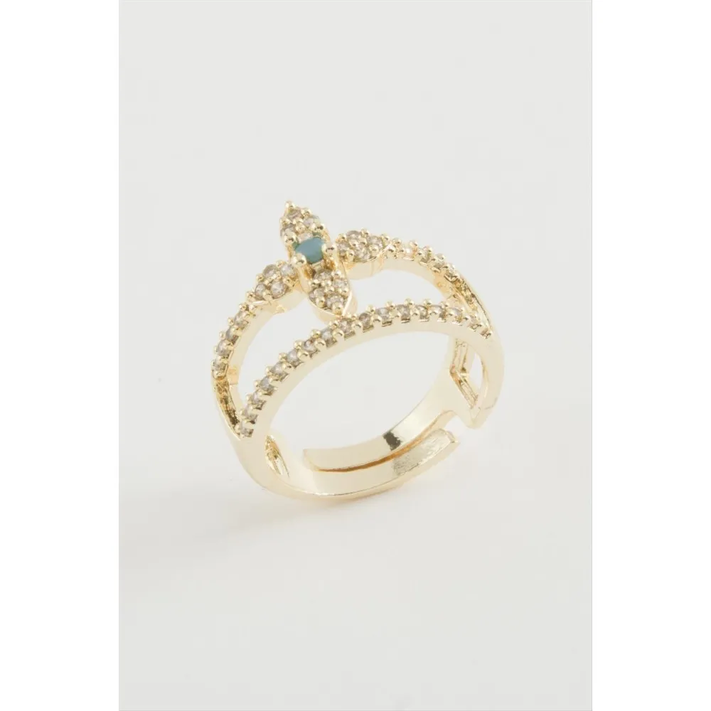 Çiçek Zirkon Taşlı Yüzük-Sarı