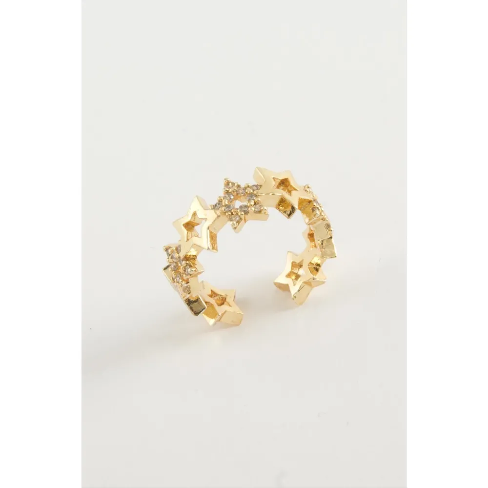 Yıldız Zirkon Taşlı Yüzük-Sarı
