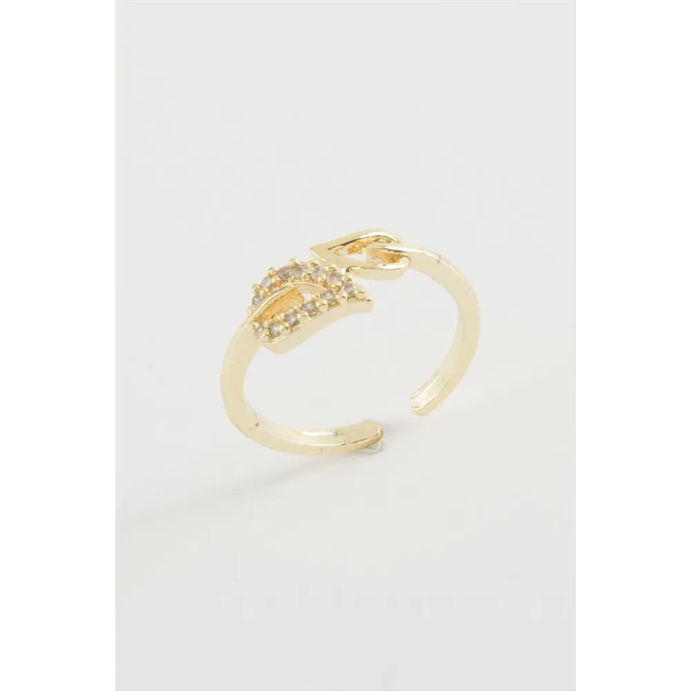 Yaprak Zirkon Taşlı Yüzük-Sarı