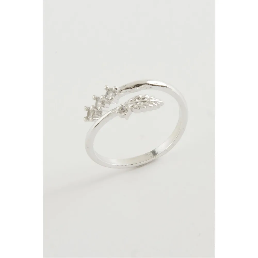 Yaprak Zirkon Taşlı Yüzük-Sarı