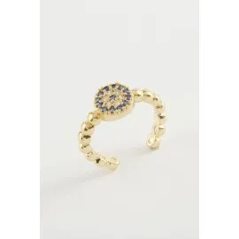 Nazar Taşlı Yüzük-Gümüş Rengi