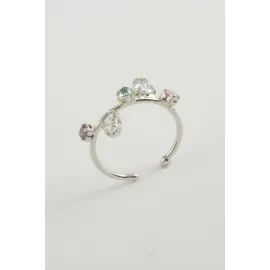 Oval Renkli Taşlı Yüzük-Sarı