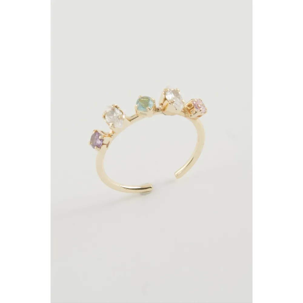 Oval Renkli Taşlı Yüzük-Sarı