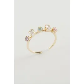 Oval Renkli Taşlı Yüzük-Sarı