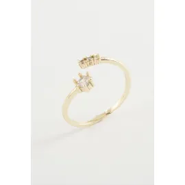 Zirkon Taşlı Yüzük-Gümüş Rengi